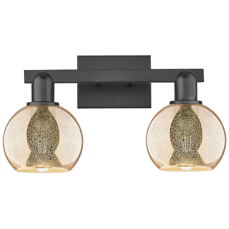 Image 1 Arcadia Athens 17"W 2 Light Matte Black Bath Light With Mercury Shade
