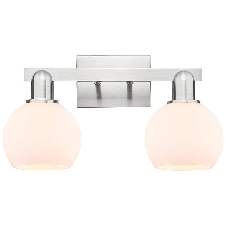 Image 1 Arcadia Athens 17"W 2 Light Nickel Bath Light w/ Matte White Shade