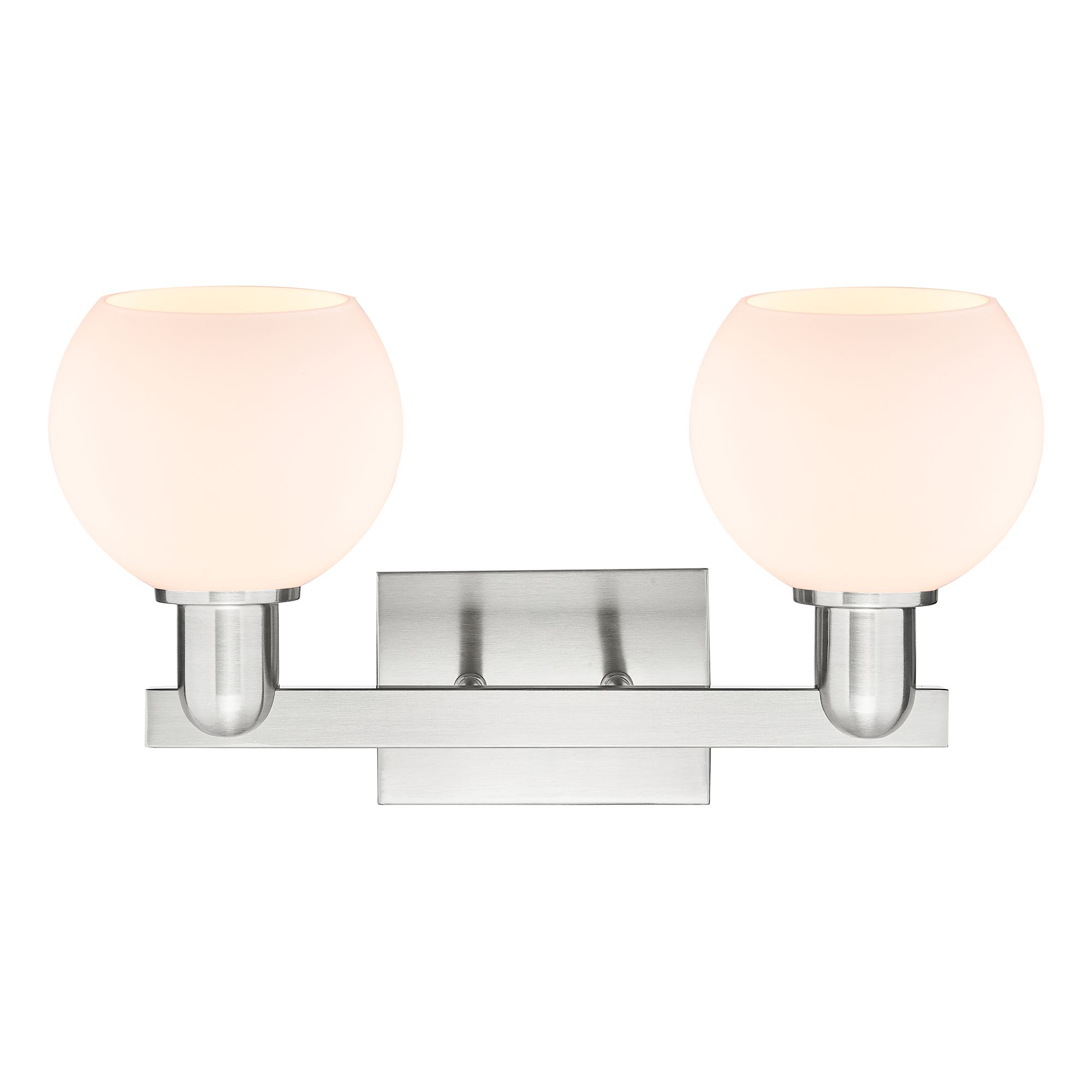 Image 2 Arcadia Athens 17"W 2 Light Nickel Bath Light w/ Matte White Shade more views