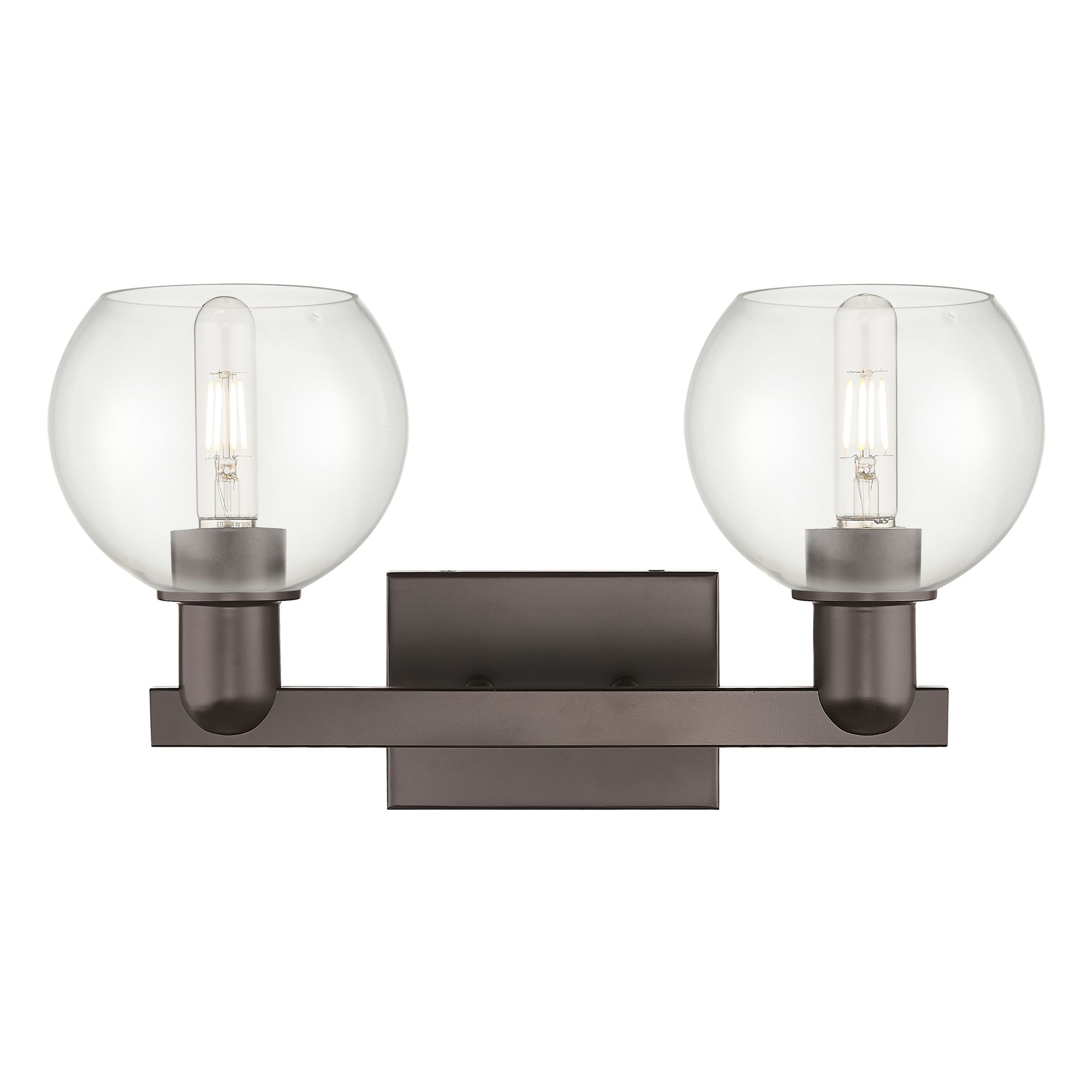 Image 2 Arcadia Athens 17"W 2 Light Oiled Bronze Vanity Light w/ Clear Shade more views