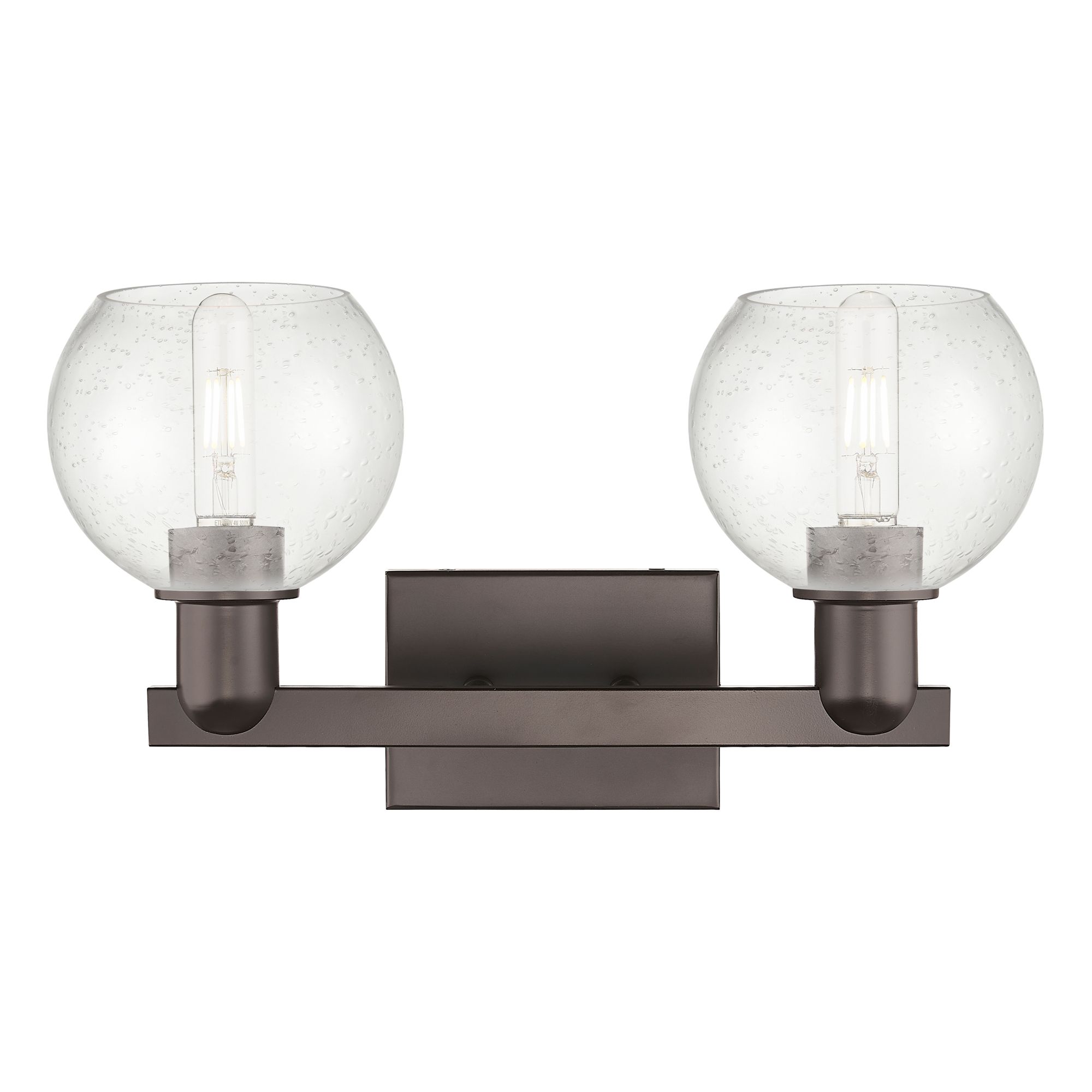 Image 2 Arcadia Athens 17"W 2 Light Oiled Bronze Vanity Light w/ Seedy Shade more views