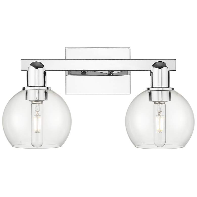 Image 1 Arcadia Athens 17"W 2 Light Polished Chrome Bath Light w/ Clear Shade