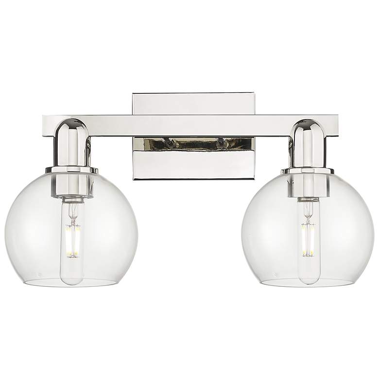 Image 1 Arcadia Athens 17"W 2 Light Polished Nickel Bath Light w/ Clear Shade