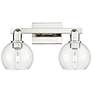 Arcadia Athens 17"W 2 Light Polished Nickel Bath Light w/ Clear Shade