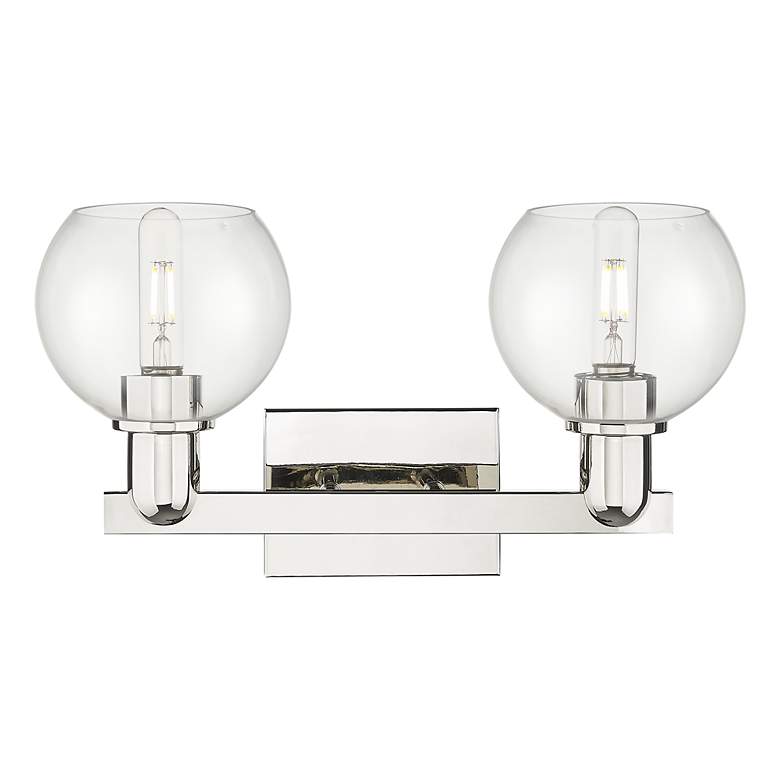 Image 2 Arcadia Athens 17"W 2 Light Polished Nickel Bath Light w/ Clear Shade more views