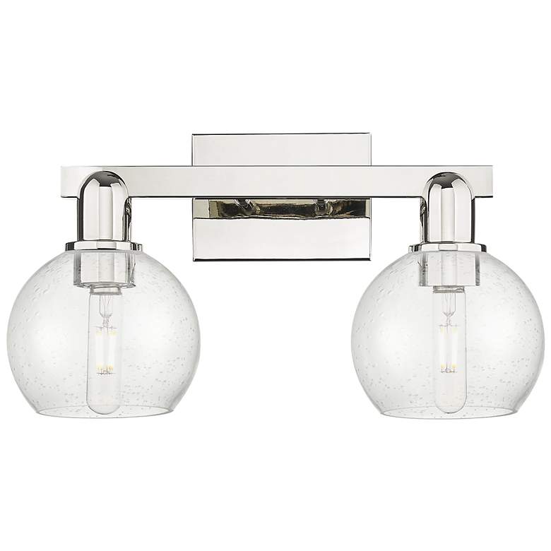 Image 1 Arcadia Athens 17"W 2 Light Polished Nickel Bath Light w/ Seedy Shade