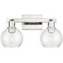 1_Arcadia Athens 17"W 2 Light Polished Nickel Bath Light w/ Seedy Shade