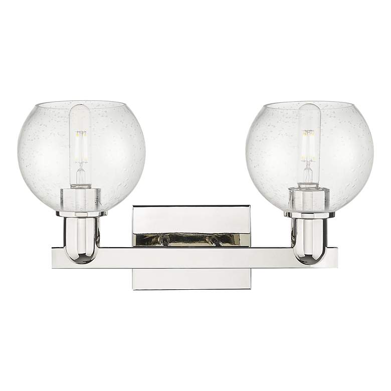 Image 2 Arcadia Athens 17"W 2 Light Polished Nickel Bath Light w/ Seedy Shade more views