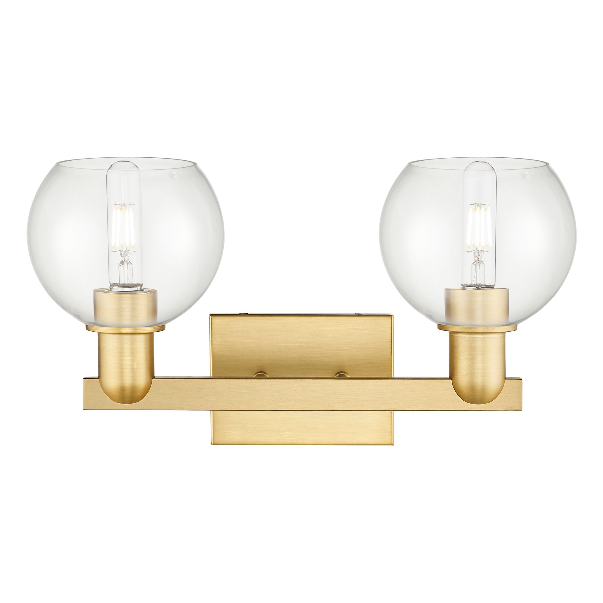 Image 2 Arcadia Athens 17"W 2 Light Satin Gold Vanity Light With Clear Shade more views