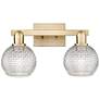 1_Arcadia Athens 17"W 2-Lt Bronze Bath Light w/ Clear Basketweave Shade