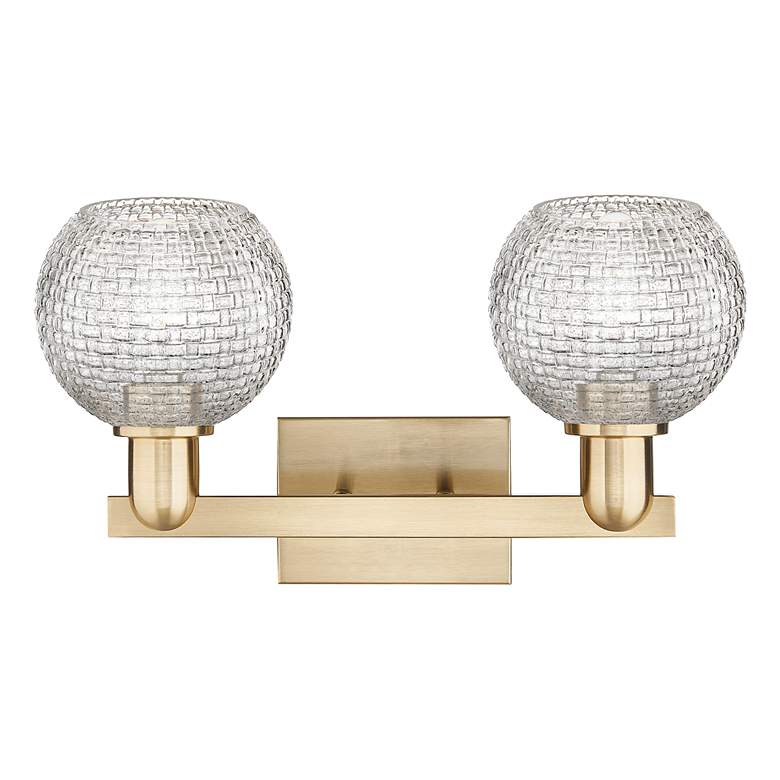 Image 2 Arcadia Athens 17"W 2-Lt Bronze Bath Light w/ Clear Basketweave Shade more views
