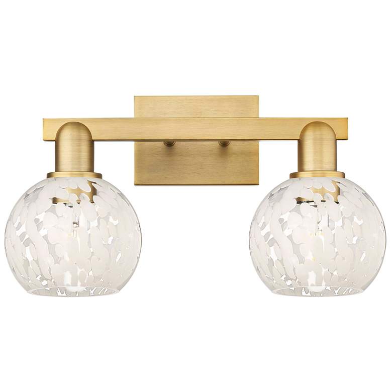 Image 1 Arcadia Athens 17"W 2-Lt Brushed Brass Bath Light w/ Matte White Shade