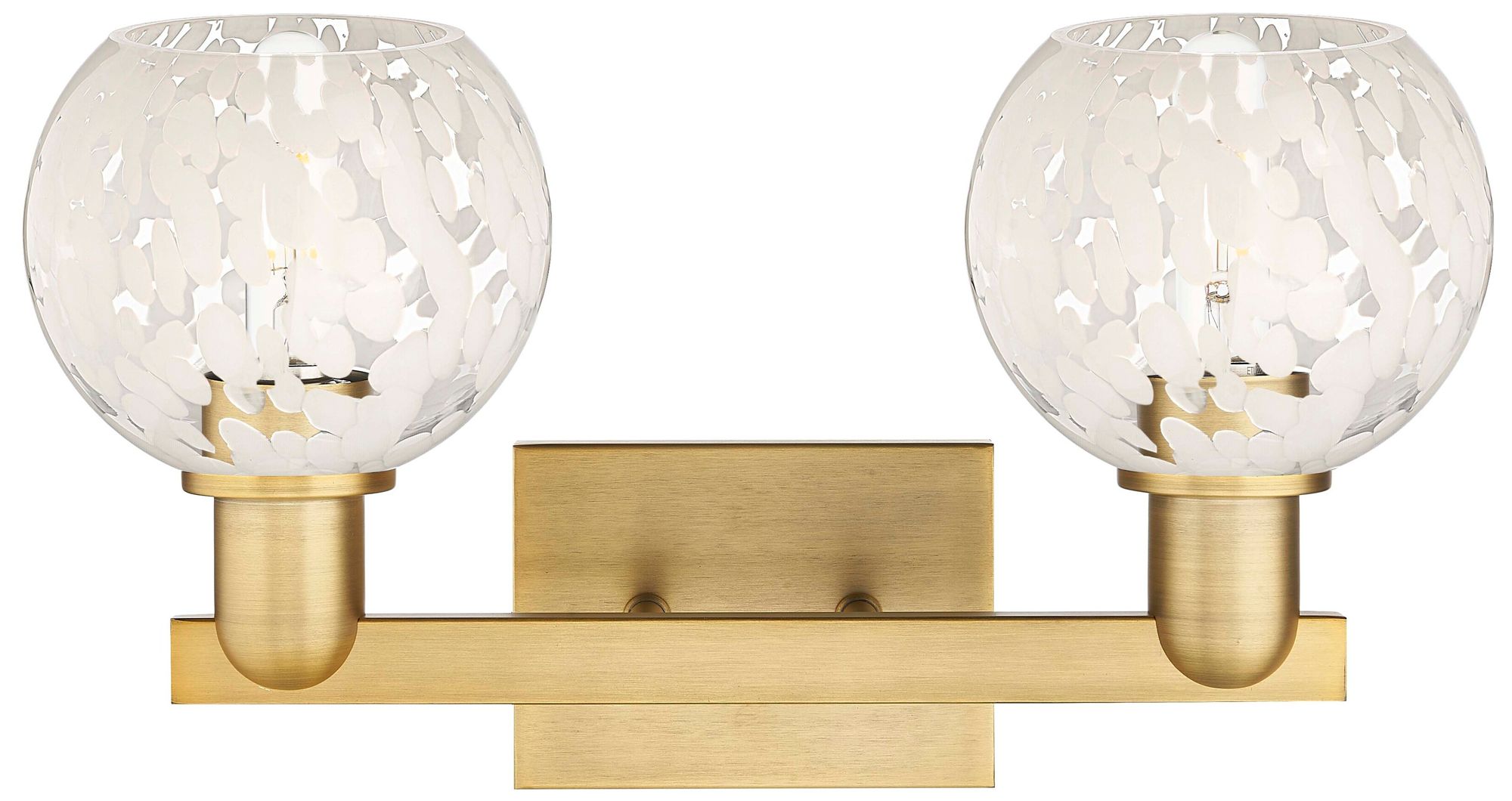 Image 2 Arcadia Athens 17"W 2-Lt Brushed Brass Bath Light w/ Matte White Shade more views