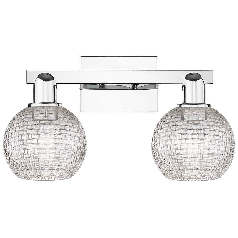 Image 1 Arcadia Athens 17"W 2-Lt Chrome Bath Light w/ Clear Basketweave Shade