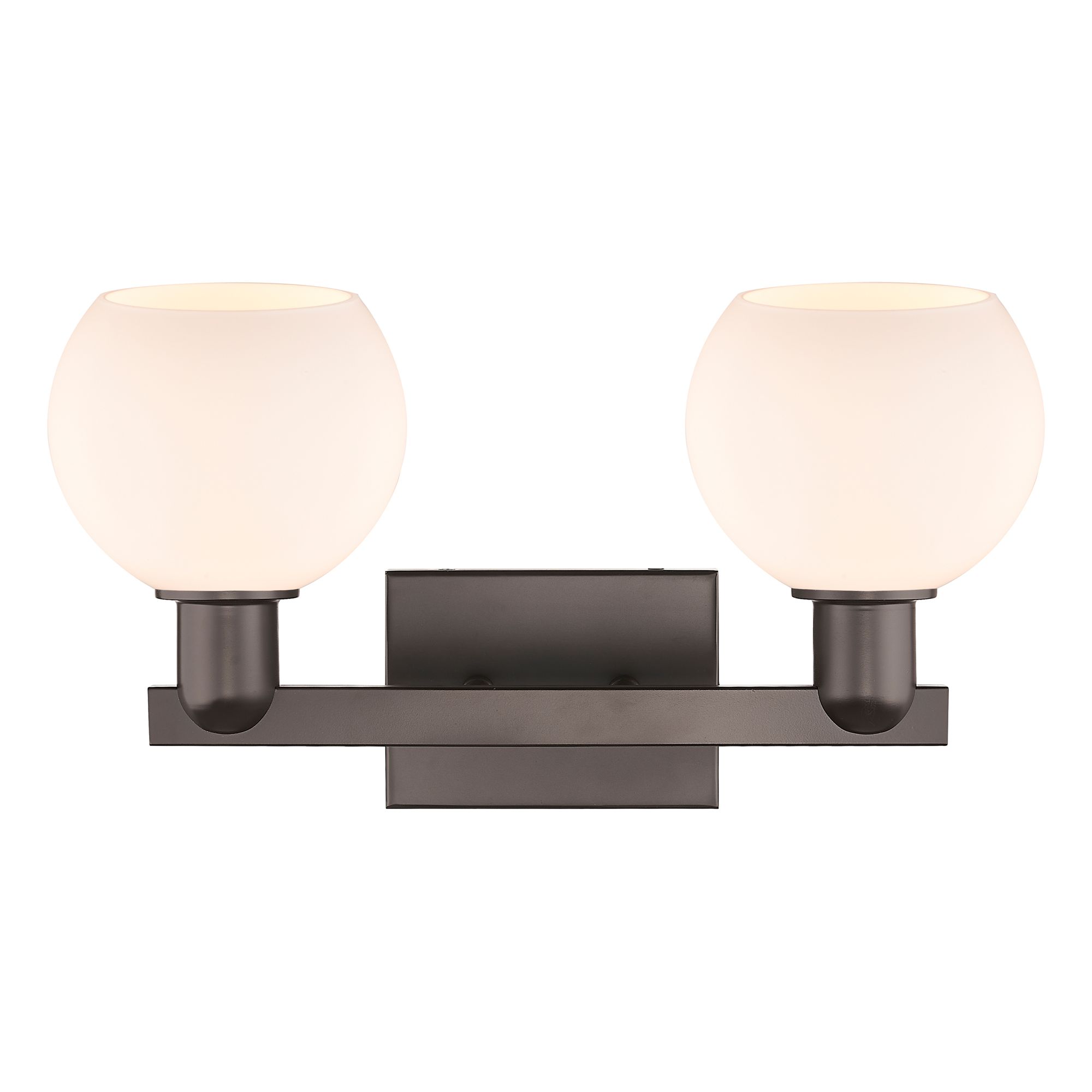 Image 2 Arcadia Athens 17"W 2-Lt Oiled Bronze Bath Light w/ Matte White Shade more views