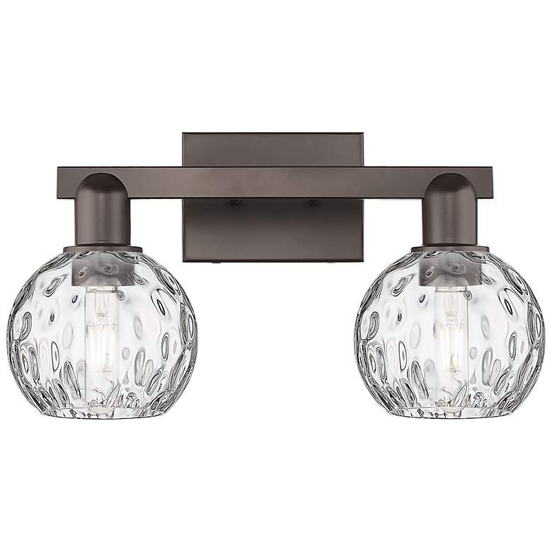 Image 1 Arcadia Athens 17"W 2-Lt Oiled Bronze Bath Light w/ Water Glass Shade