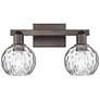 1_Arcadia Athens 17"W 2-Lt Oiled Bronze Bath Light w/ Water Glass Shade