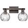 Arcadia Athens 17"W 2-Lt Oiled Bronze Bath Light w/ Water Glass Shade