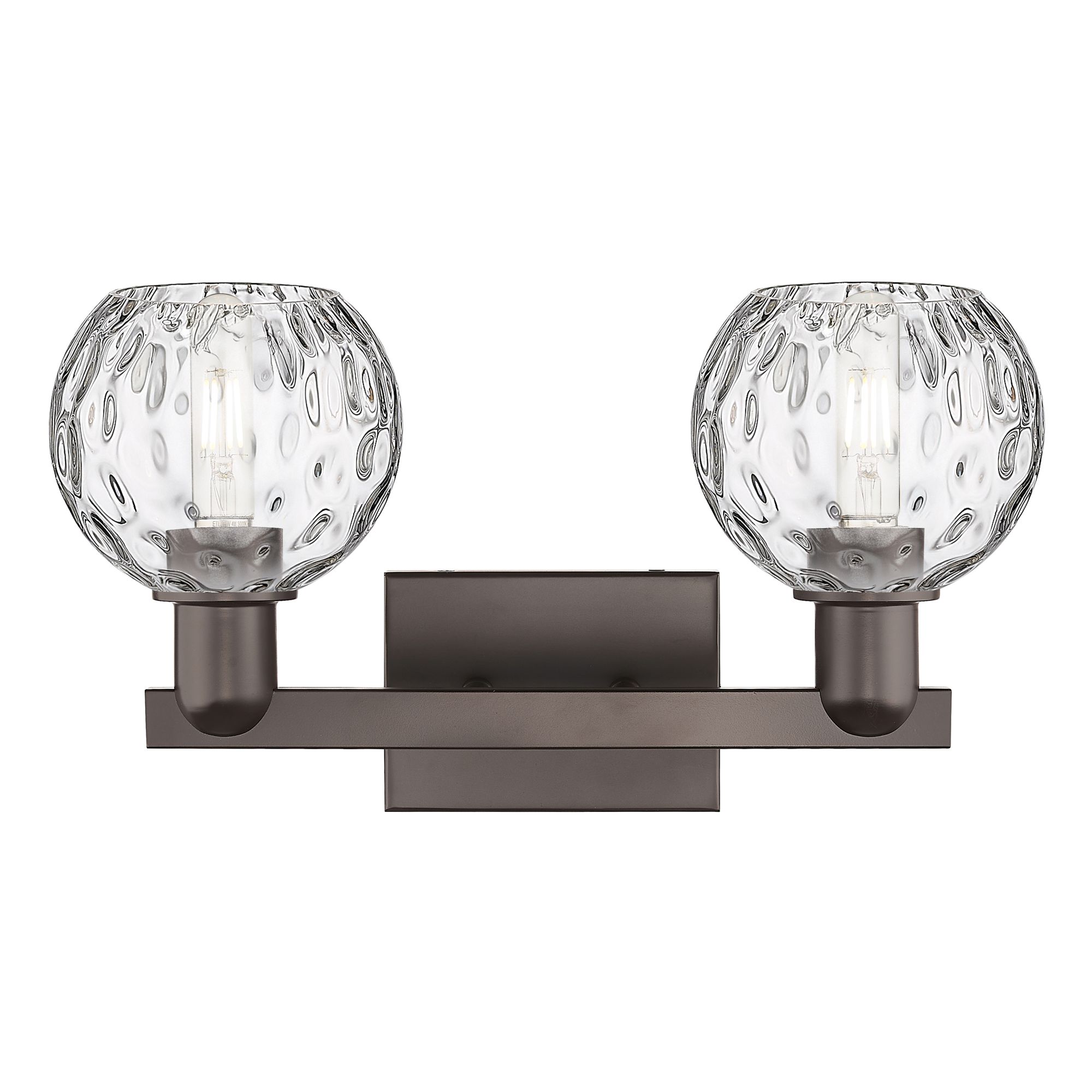 Image 2 Arcadia Athens 17"W 2-Lt Oiled Bronze Bath Light w/ Water Glass Shade more views