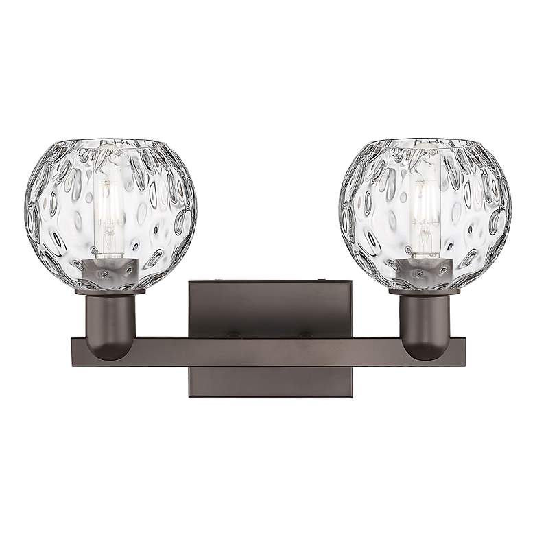 Image 2 Arcadia Athens 17"W 2-Lt Oiled Bronze Bath Light w/ Water Glass Shade more views