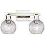 1_Arcadia Athens 17"W 2-Lt Polished Nickel Vanity w/ Basketweave Shade