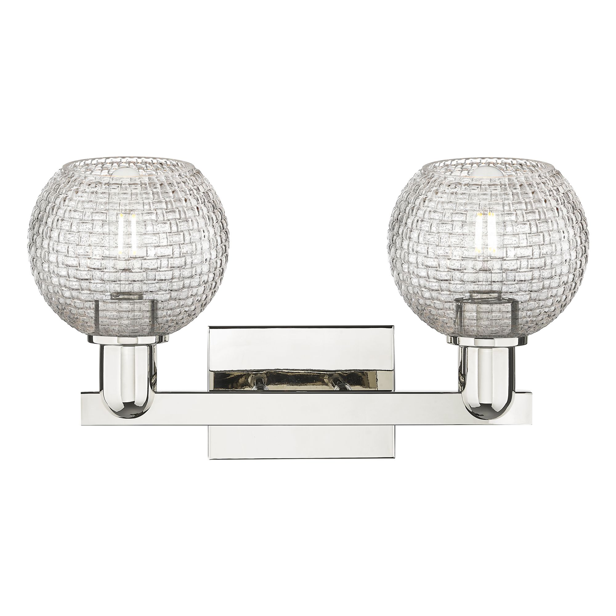 Image 2 Arcadia Athens 17"W 2-Lt Polished Nickel Vanity w/ Basketweave Shade more views