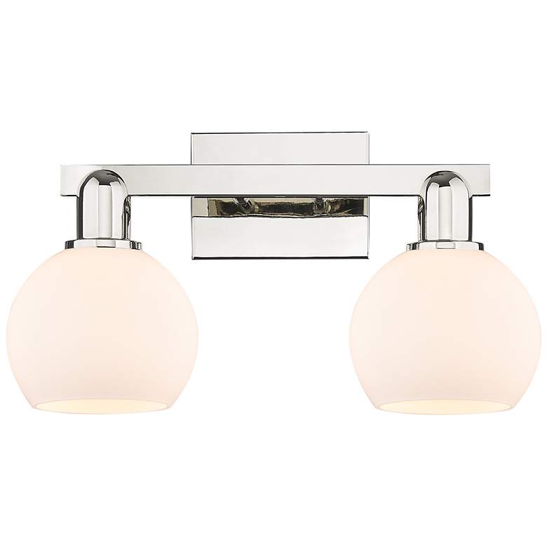 Image 1 Arcadia Athens 17"W 2-Lt Polished Nickel Vanity w/ Matte White Shade