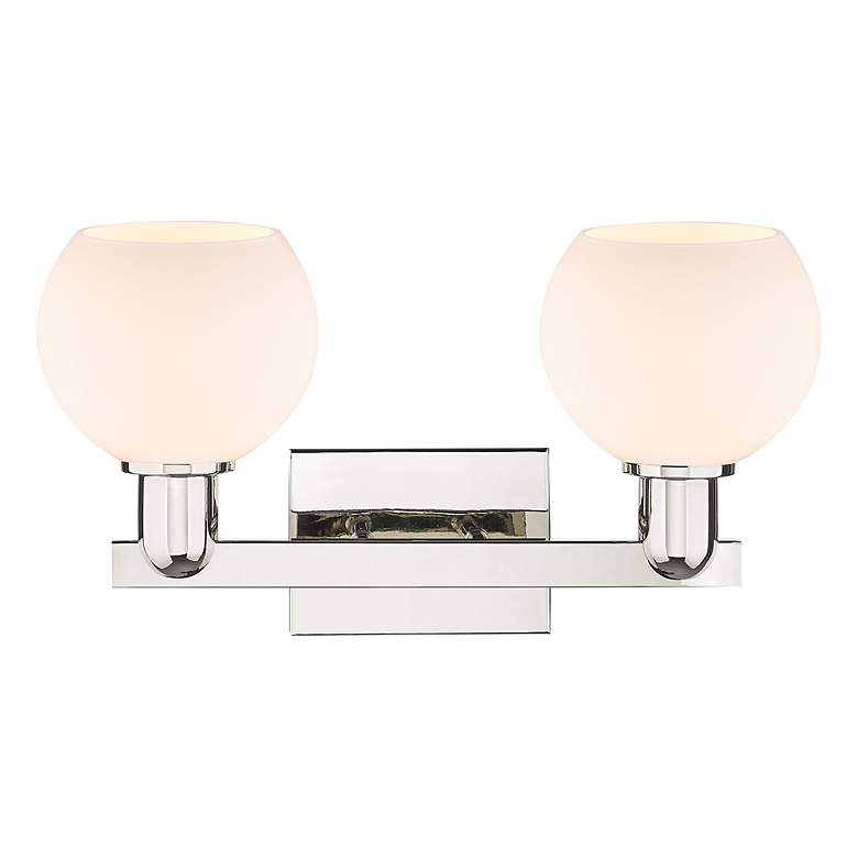 Image 2 Arcadia Athens 17"W 2-Lt Polished Nickel Vanity w/ Matte White Shade more views