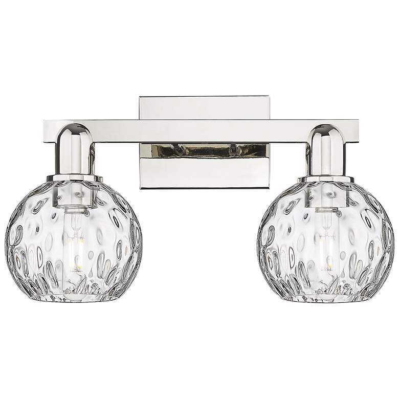 Image 1 Arcadia Athens 17"W 2-Lt Polished Nickel Vanity w/ Water Glass Shade