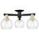 Arcadia Athens 23"W 3 Light Black Brass Semi-Flush w/ Clear Shade