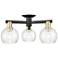 Arcadia Athens 23"W 3 Light Black Brass Semi-Flush w/ Seedy Shade