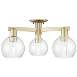 Arcadia Athens 23"W 3 Light Brass Semi.Flush Mount With Seedy Shade