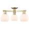 Arcadia Athens 23"W 3 Light Brass Semi-Flush w/ Matte White Shade