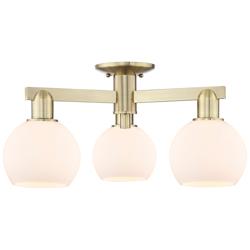 Arcadia Athens 23"W 3 Light Brass Semi-Flush w/ Matte White Shade