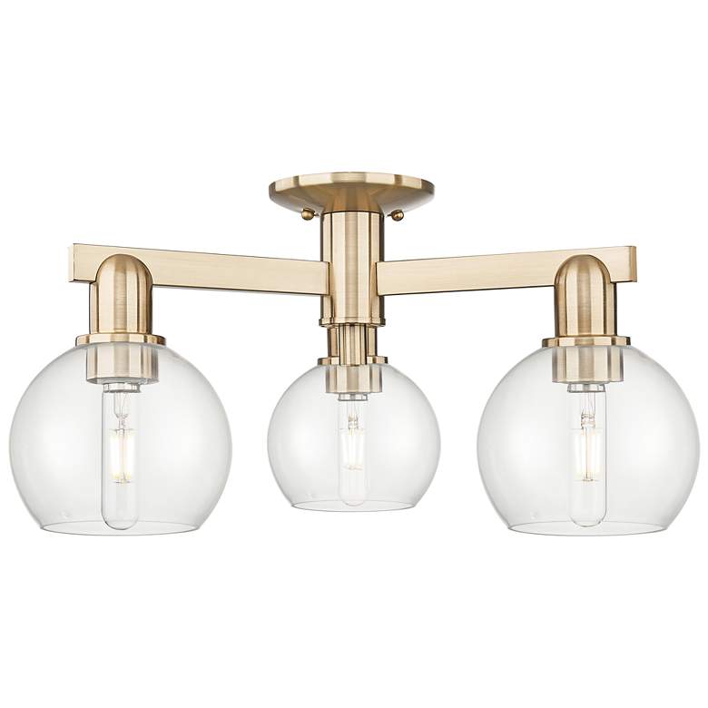 Image 1 Arcadia Athens 23"W 3 Light Bronze Semi.Flush Mount w/ Clear Shade