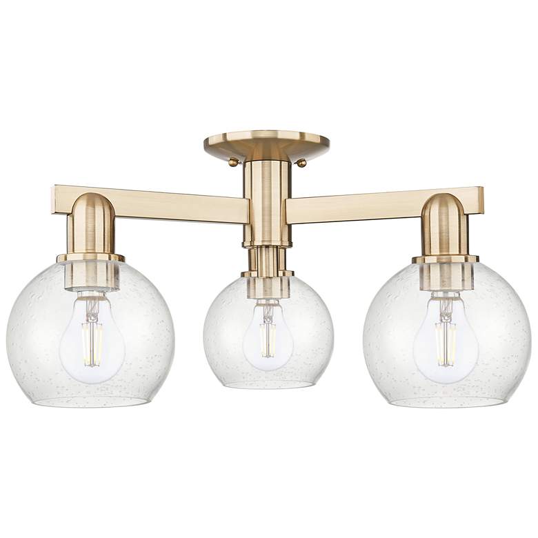 Image 1 Arcadia Athens 23"W 3 Light Bronze Semi.Flush Mount w/ Seedy Shade