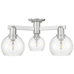 Arcadia Athens 23"W 3 Light Brushed Nickel Semi-Flush w/ Clear Shade