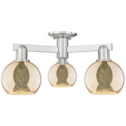 Arcadia Athens 23"W 3 Light Brushed Nickel Semi-Flush w/ Mercury Shade