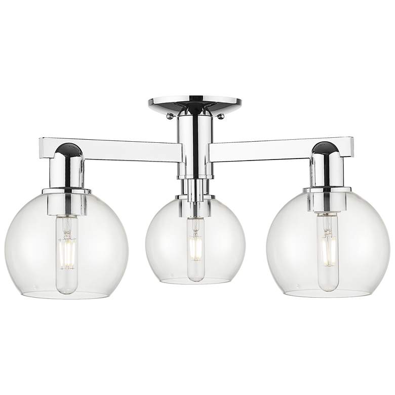 Image 1 Arcadia Athens 23"W 3 Light Chrome Semi.Flush Mount w/ Clear Shade
