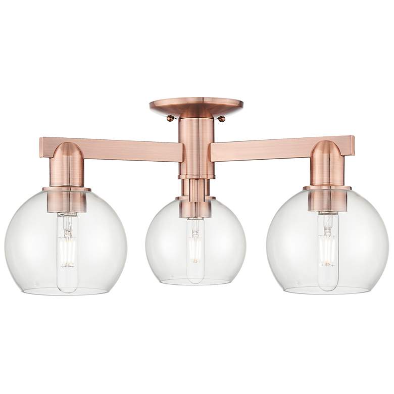 Image 1 Arcadia Athens 23"W 3 Light Copper Semi.Flush Mount With Clear Shade