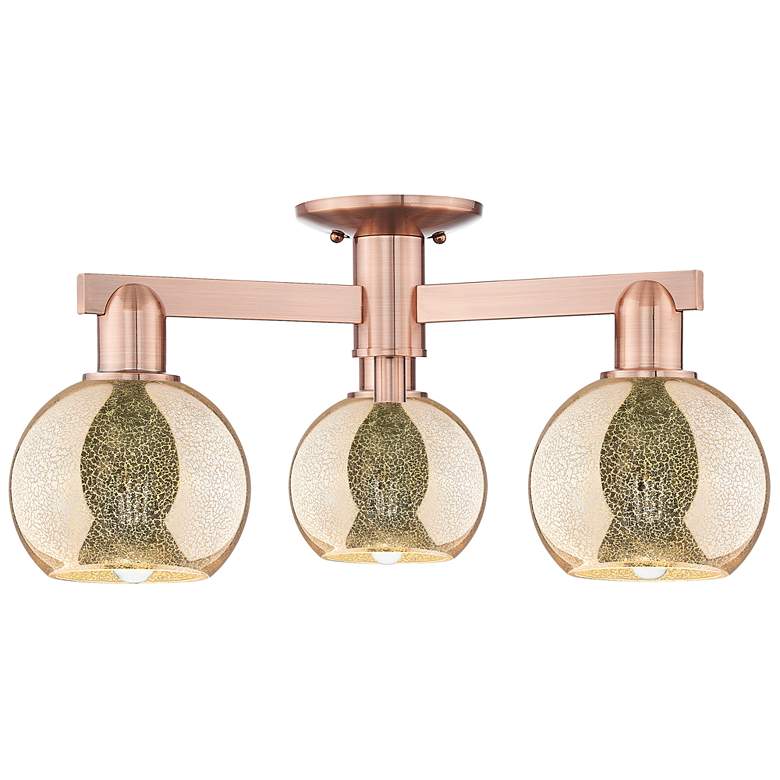 Image 1 Arcadia Athens 23"W 3 Light Copper Semi.Flush Mount With Mercury Shade