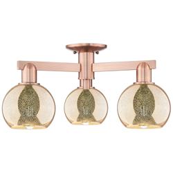 Arcadia Athens 23"W 3 Light Copper Semi.Flush Mount With Mercury Shade