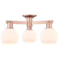 Arcadia Athens 23"W 3 Light Copper Semi-Flush w/ Matte White Shade