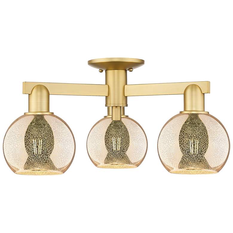 Image 1 Arcadia Athens 23"W 3 Light Gold Semi.Flush Mount w/ Mercury Shade