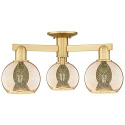 Arcadia Athens 23"W 3 Light Gold Semi.Flush Mount w/ Mercury Shade