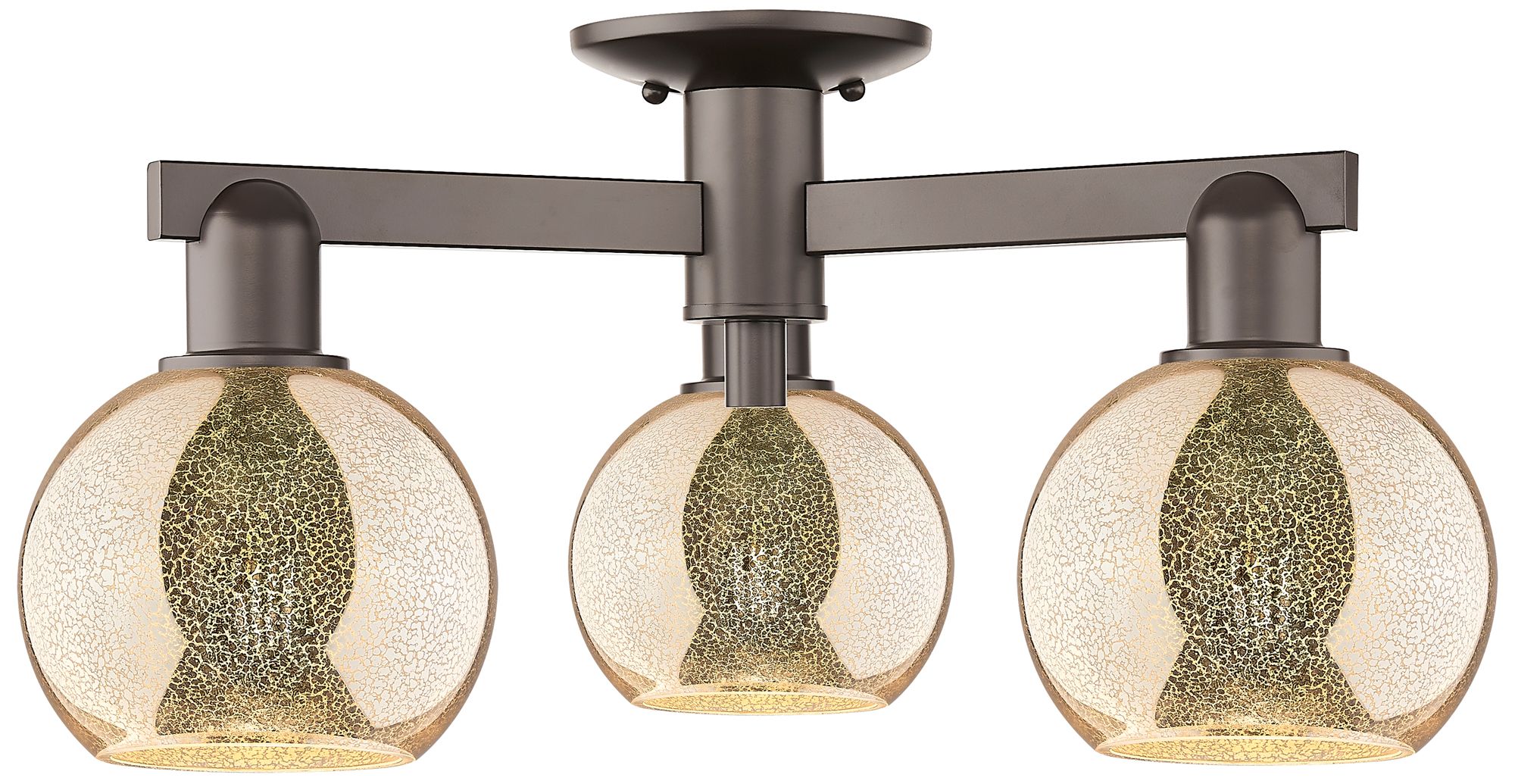 Arcadia Athens 23"W 3 Light Oiled Bronze Semi-Flush w/ Mercury Shade