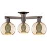 Arcadia Athens 23"W 3 Light Oiled Bronze Semi-Flush w/ Mercury Shade