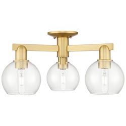 Arcadia Athens 23"W 3 Light Satin Gold Semi.Flush Mount w/ Clear Shade