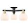 Arcadia Athens 23"W 3-Lt Black Brass Semi-Flush w/ Matte White Shade