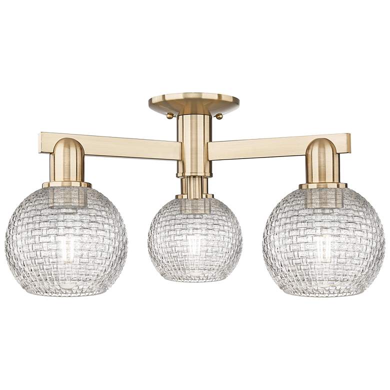 Image 1 Arcadia Athens 23"W 3-Lt Bronze Semi-Flush w/ Clear Basket Weave Shade